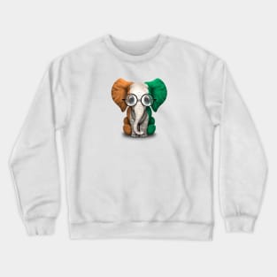 Baby Elephant with Glasses and Ivory Coast Flag Crewneck Sweatshirt